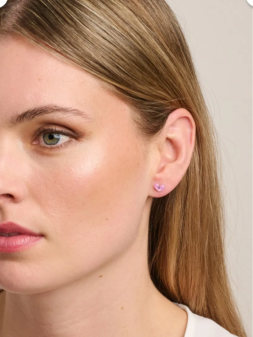 Pink Twinkle Heart Studs