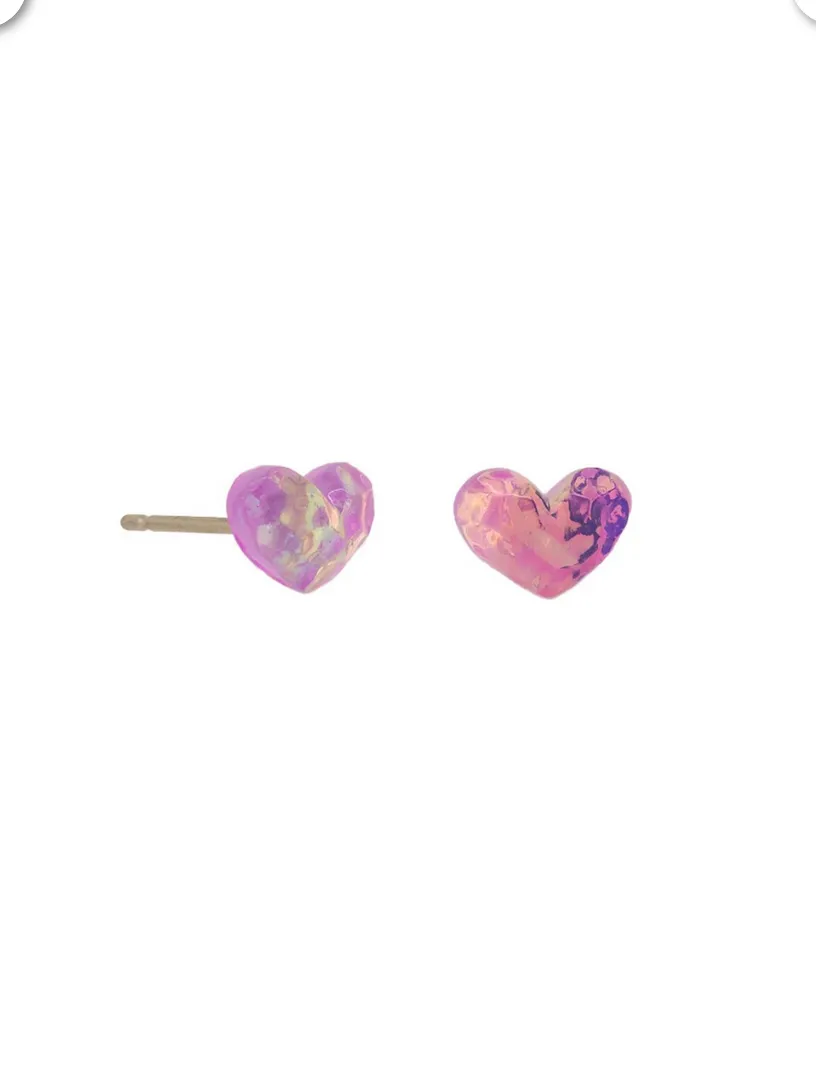Pink Twinkle Heart Studs