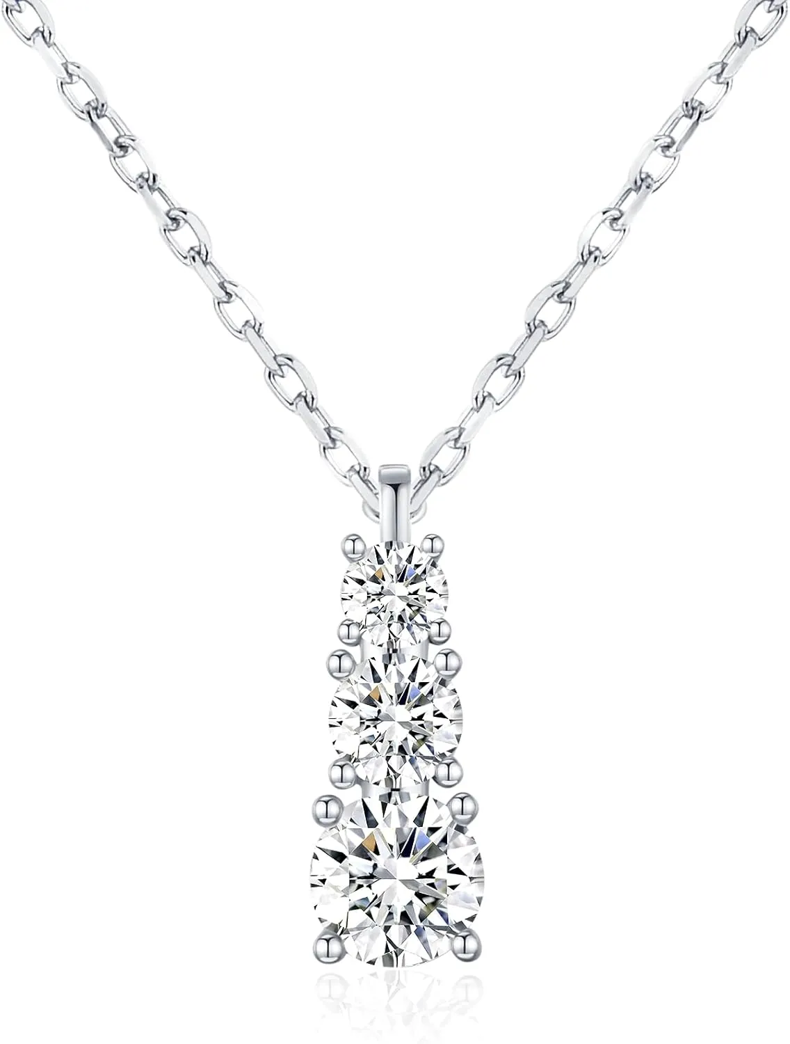 Platinum-Plated or 18K Gold Plated Cubic Zirconia Pendant Necklace for Women