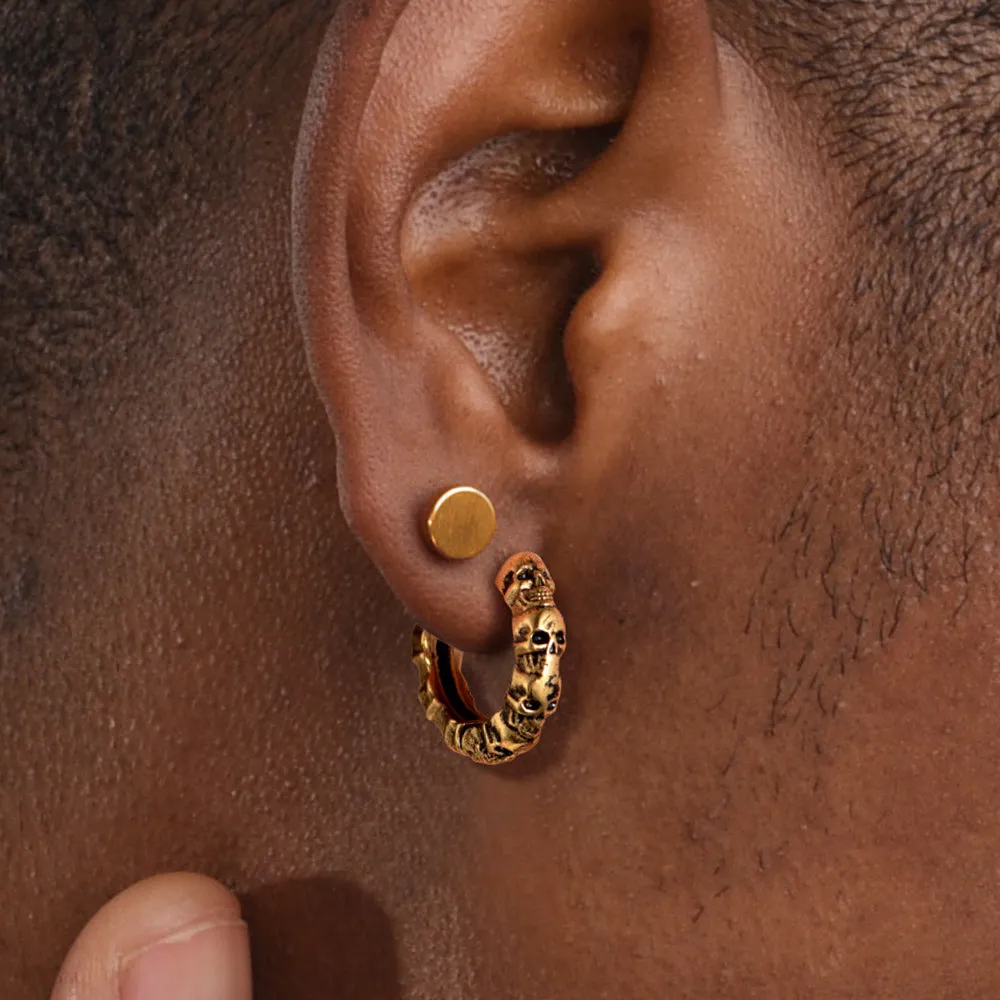 Punk Skull Huggie Hoop Earrings Halloween Gift For Men Women