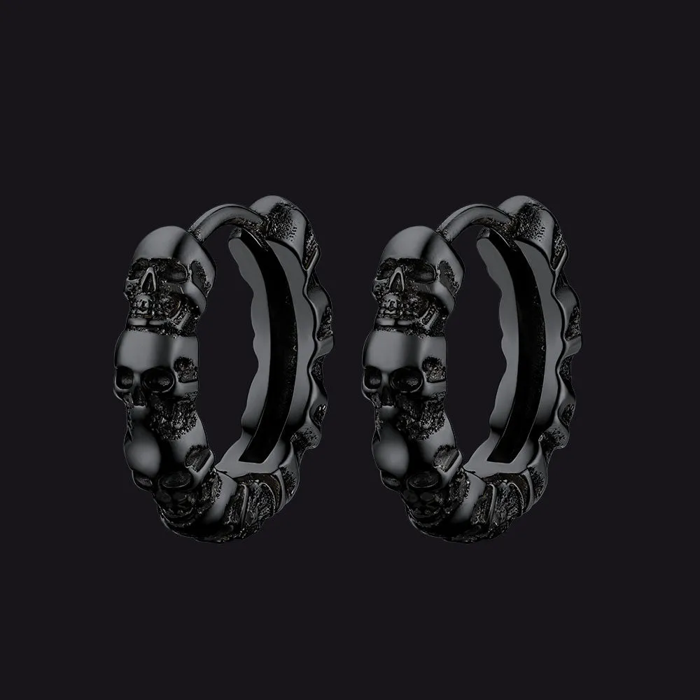 Punk Skull Huggie Hoop Earrings Halloween Gift For Men Women