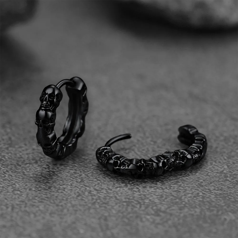 Punk Skull Huggie Hoop Earrings Halloween Gift For Men Women