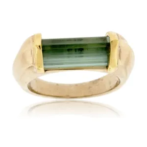 Raw Green Tourmaline Crystal Ring