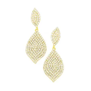 Rhinestone Pave Double Marquise Link Evening Earrings