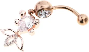 SAFIGLE Crystal Navel Ring with Goldfish Charm Stainless Steel Belly Button Jewelry Elegant Crystal Piercing Ring for Comfortable Wear for Daily Use Finish