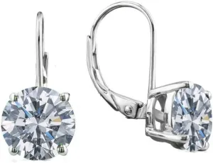 Savlano Rhodium Plated 7MM Solitaire Cubic Zirconia Leverback Round Cut Drop Earrings  Dangle Earrings for Women Comes with Savlano Gift Box