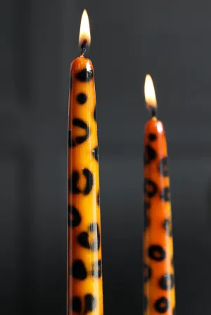 Set Of 2 Leopard Print Candles