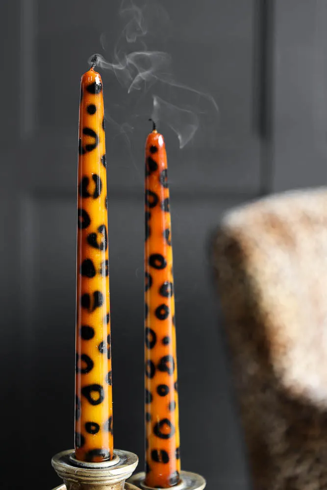 Set Of 2 Leopard Print Candles