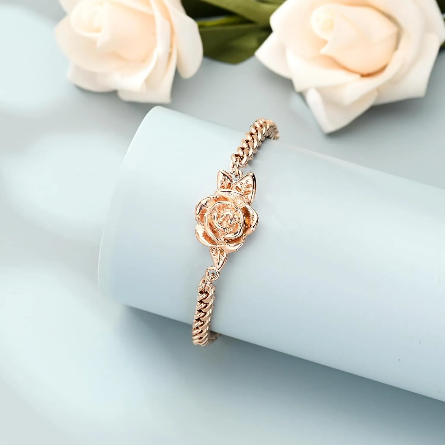 shajwo Cremation Jewelry Rose Flower Urn Bracelet for Human Ashes for Women Girl Adjustable Memorial Keepsake Link Bracelet
