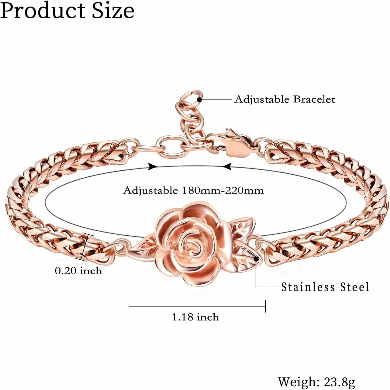 shajwo Cremation Jewelry Rose Flower Urn Bracelet for Human Ashes for Women Girl Adjustable Memorial Keepsake Link Bracelet