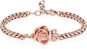 shajwo Cremation Jewelry Rose Flower Urn Bracelet for Human Ashes for Women Girl Adjustable Memorial Keepsake Link Bracelet