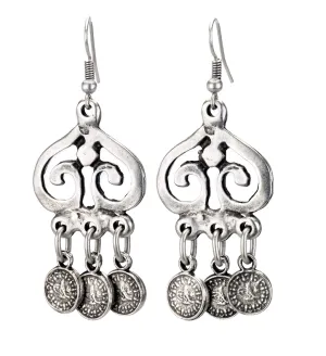 Silver Coin Drop Earrings