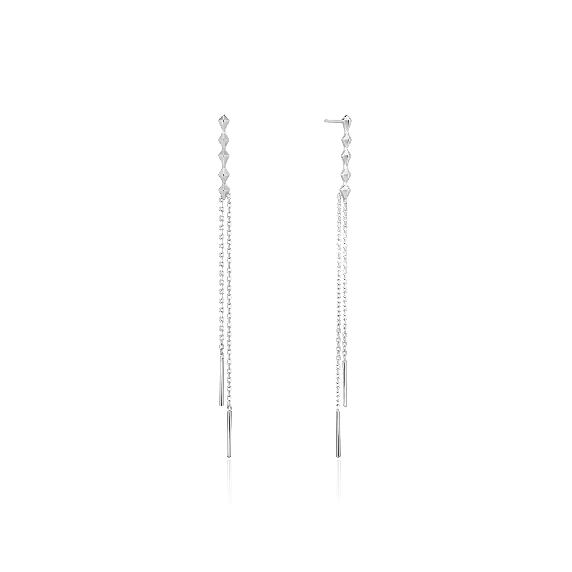 Silver Spike Double Drop Earrings