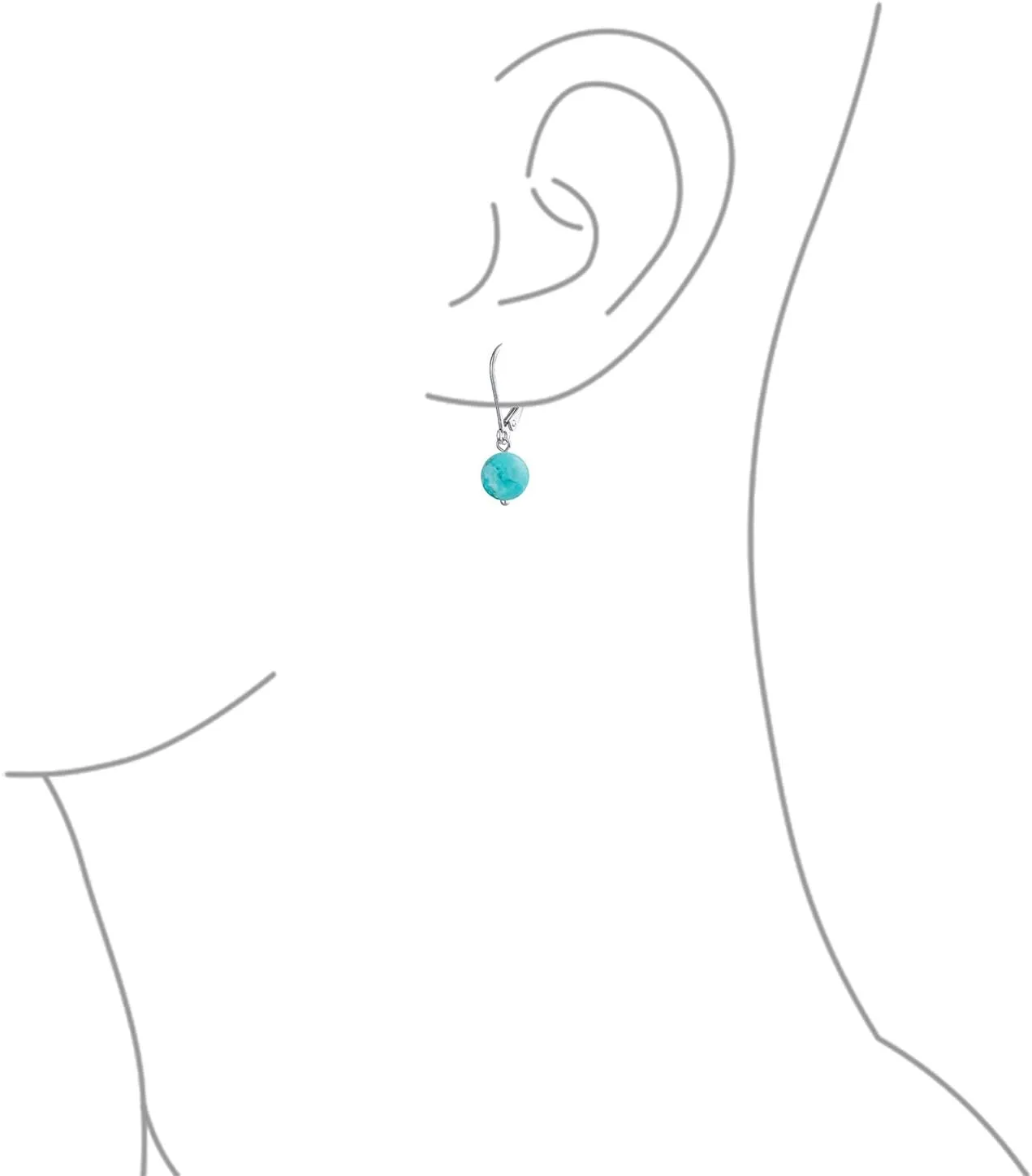 Simple Basic Gemstone Round 8MM Bead Ball Drop Dangle Earrings For Women Teen Secure Hinge Lever back .925 Sterling Silver Birthstones More Colors