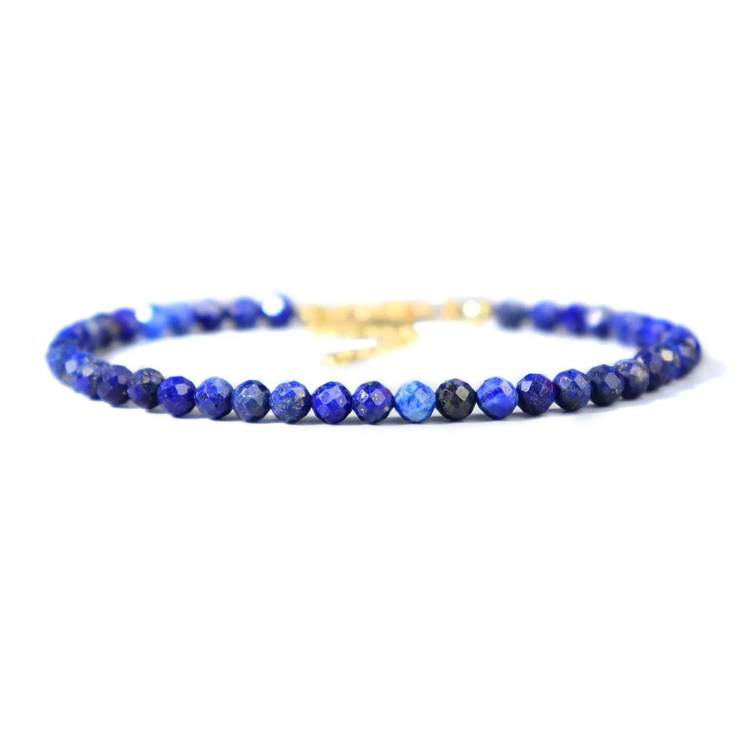 SofiaCreations Women Blue Friendship Bracelet Handmade Lapis Lazuli Crystal Gemstone Beads Beaded Bracelet, 4mm Beads Minimalist Dainty