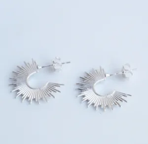 Spike Edge Earrings, Sterling Silver Statement Luxury Jewelry