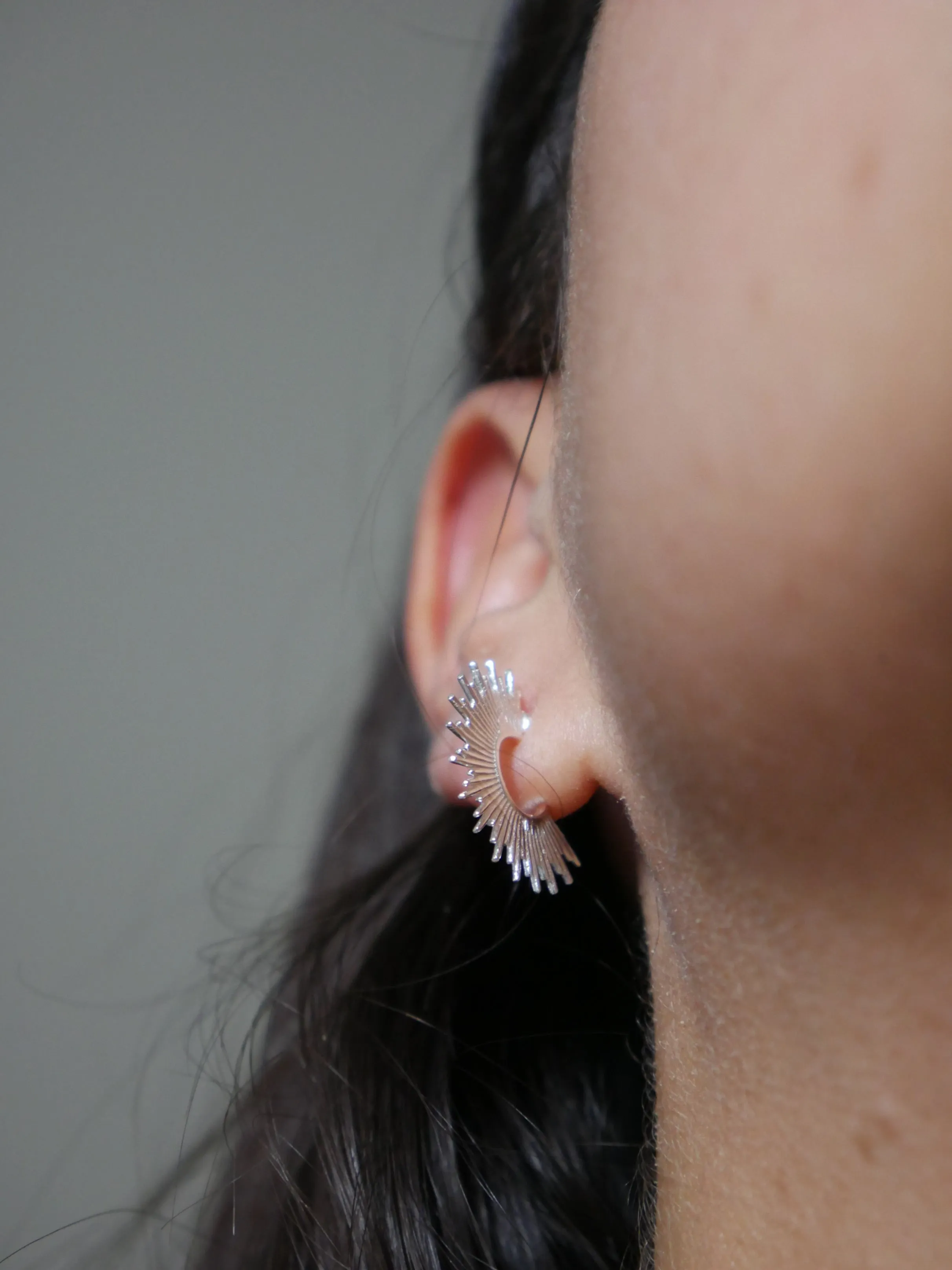 Spike Edge Earrings, Sterling Silver Statement Luxury Jewelry