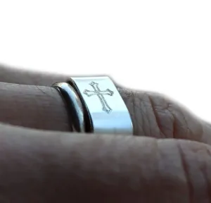 Sterling Silver Mens Cross Ring - Faith Cross Ring - Budded Cross ring - Religious Ring - Mens Christian Ring - Cross Promise Ring - Catholic Ring