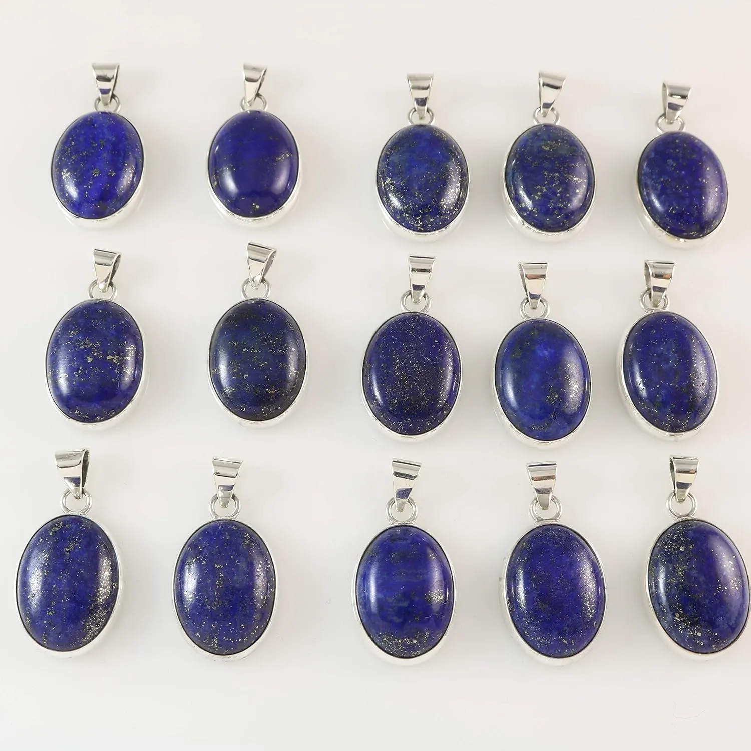 Sterling Silver Oval Navy Blue Lapis Lazuli Handmade Pendant Necklace with 16 2 inch Chain for Women & Men - 15x20mm - December Birthstone Jewelry