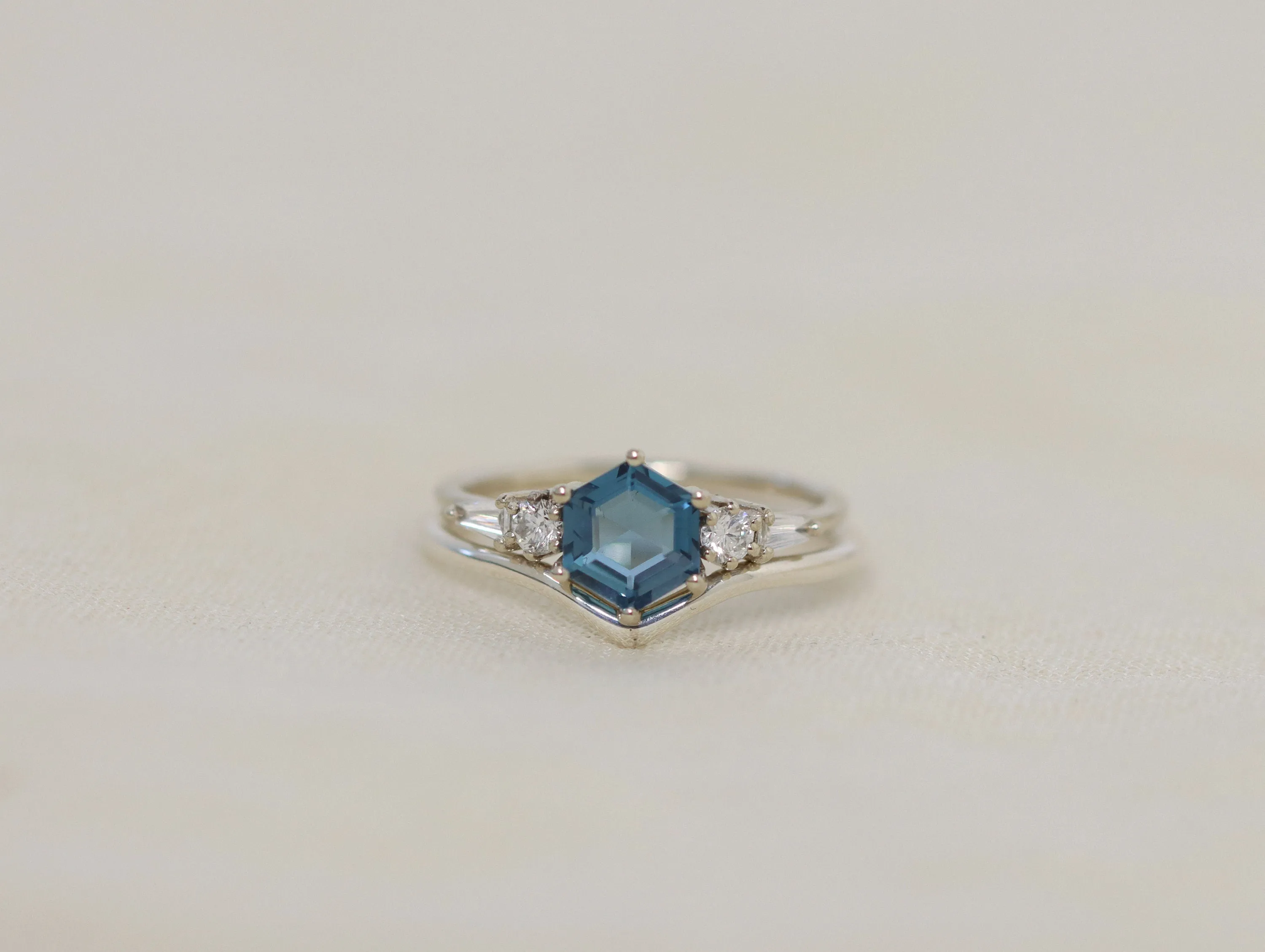 The Huntington Ring Bridal Set in London Blue Topaz