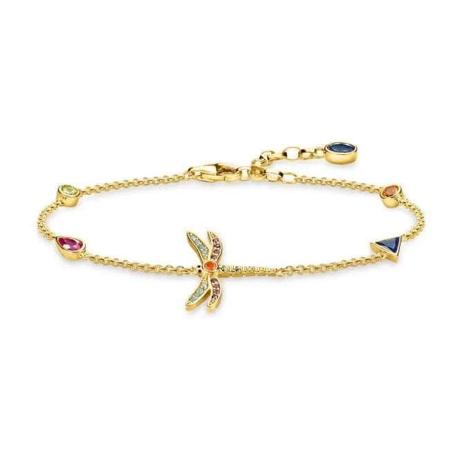 Thomas Sabo Paradise Gold Plated Dragonfly Bracelet A1839-315-7-L19v