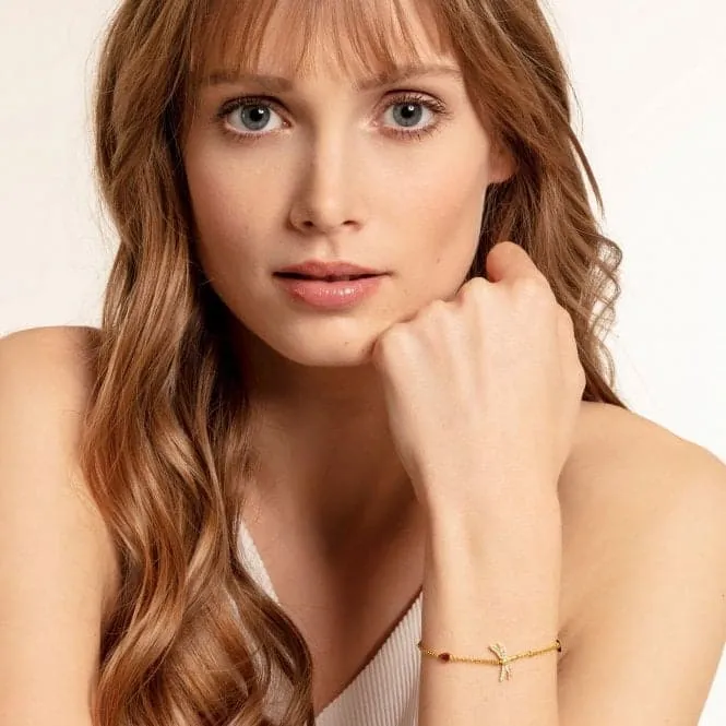 Thomas Sabo Paradise Gold Plated Dragonfly Bracelet A1839-315-7-L19v