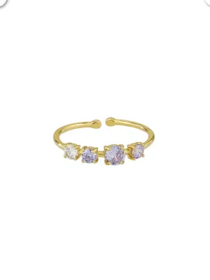 Tiger Tree Light Amethyst Crystal Ring