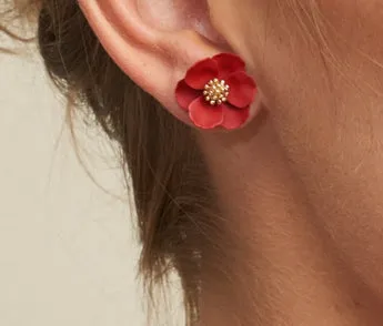Tiger Tree Pansy Earrings Red