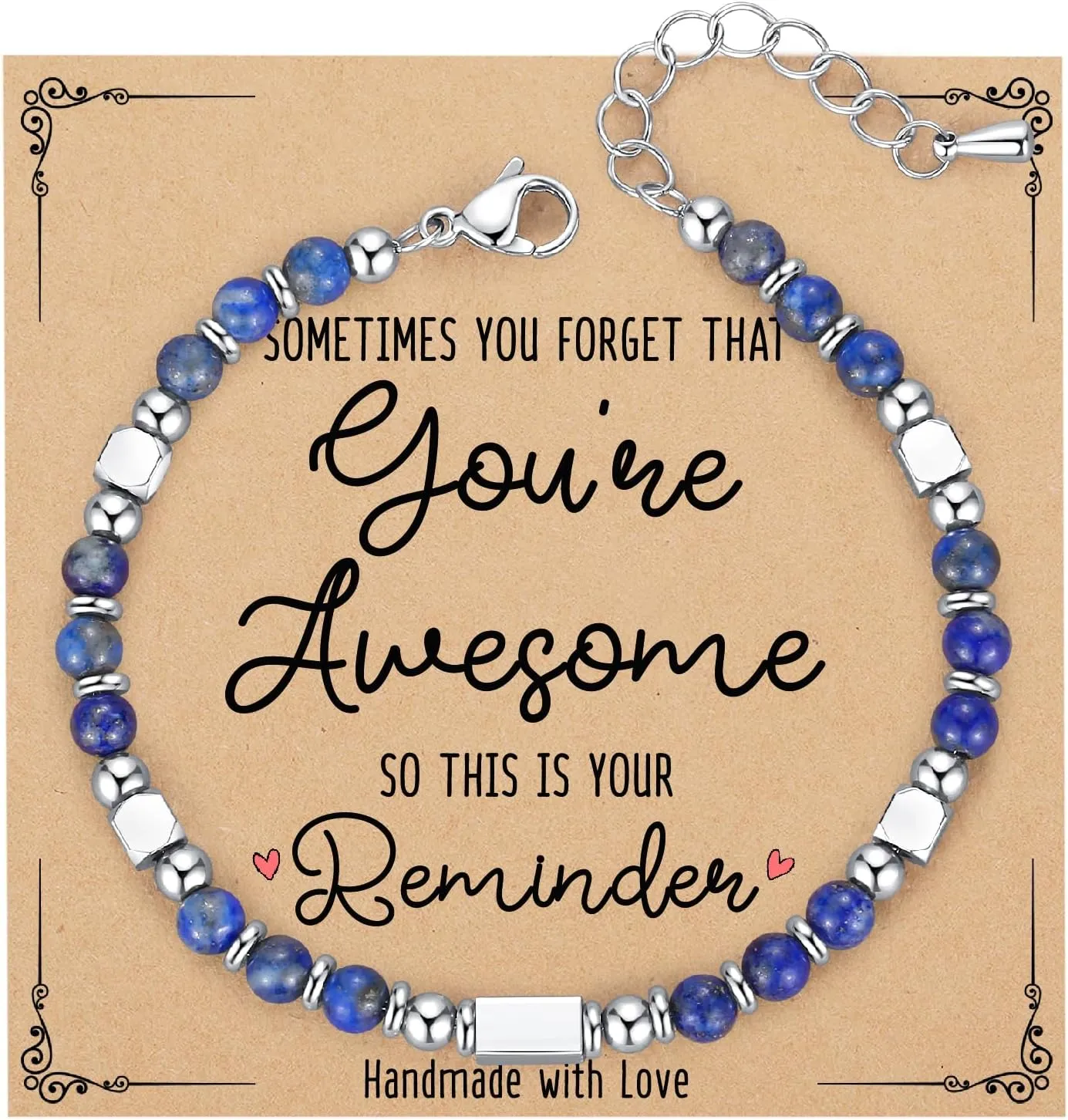 Tiny Gemstone Beaded Bracelets for Women Teen Girls, You are Awesome Bracelets, Unique Gifts for Her Friend Sister Mom Daughter Granddaughter on Mothers Day/Birthday/Graduation/Easter