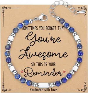 Tiny Gemstone Beaded Bracelets for Women Teen Girls, You are Awesome Bracelets, Unique Gifts for Her Friend Sister Mom Daughter Granddaughter on Mothers Day/Birthday/Graduation/Easter