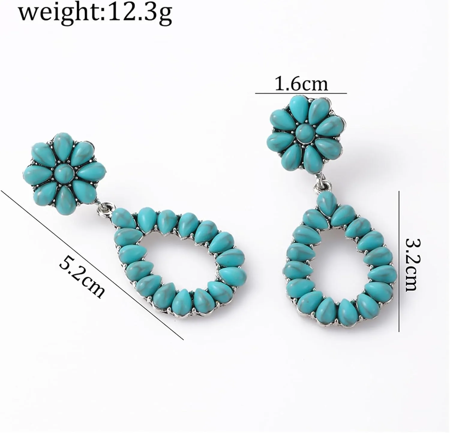 Turquoise Dangle Earrings for Women Vintage Blue Turquoise Vintage Oval Teardrop Earrings Bohemia Tribal Antique Ethnic Style Earrings Turquoise Gemstone Earrings Boho Handmade Jewelry Gifts
