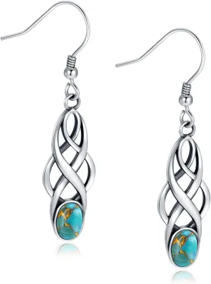 Turquoise Earrings Sterling Silver Lightweight Celtic Dangle Earrings Celtic Jewelry for Women