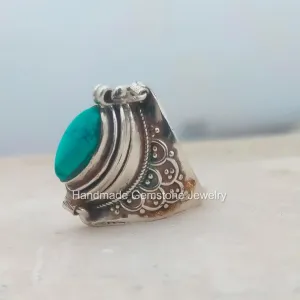 Turquoise Ring, Poison Box Ring, Marquise Stone Ring, Blue Turquoise Ring, Poison Ring, Marquise Pill Box Ring, Openable Poison Ring, Vintage Ring, Handmade Poison Ring, Secret Stash Jewelry