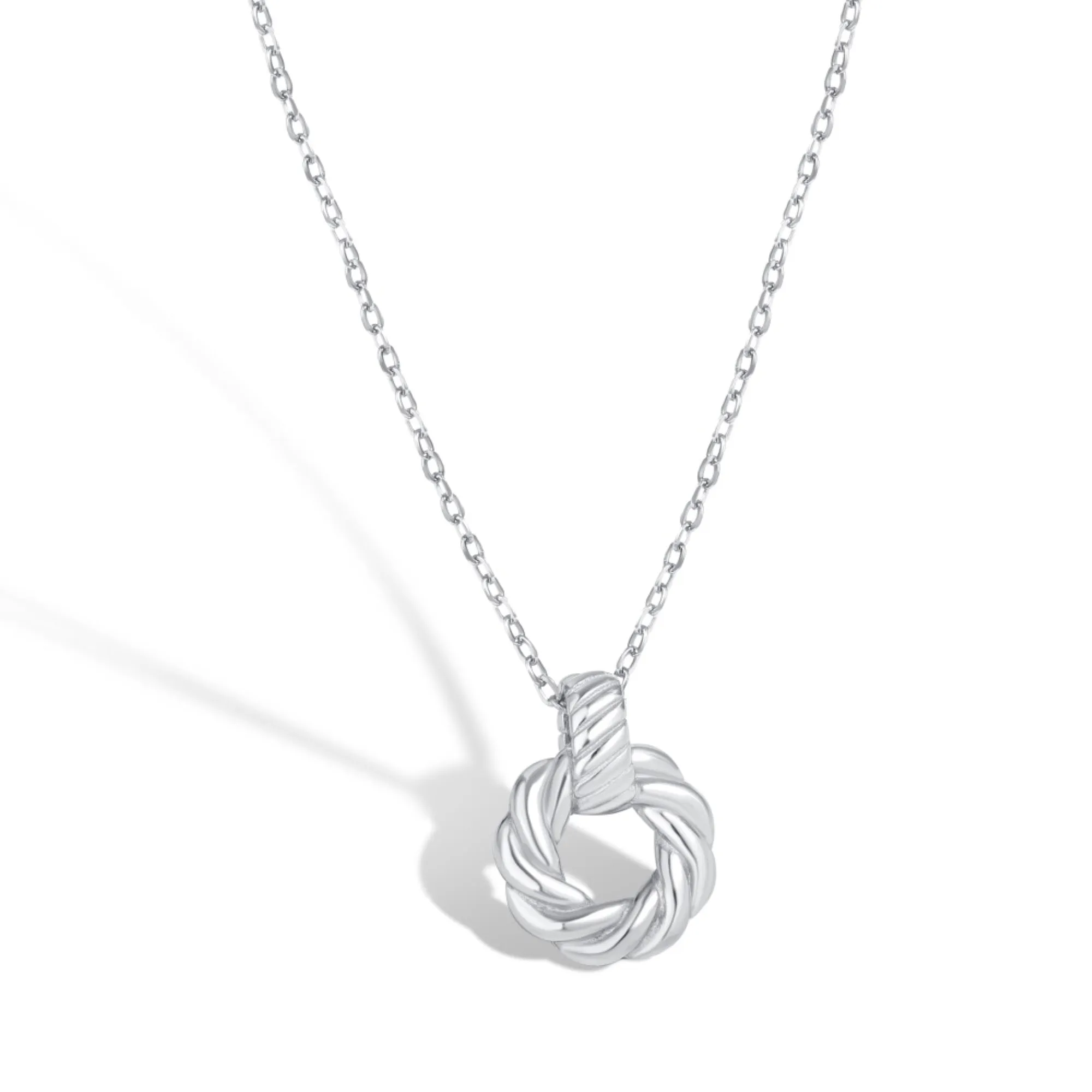 Twisted Rope Eternity Halo Pendant Necklace