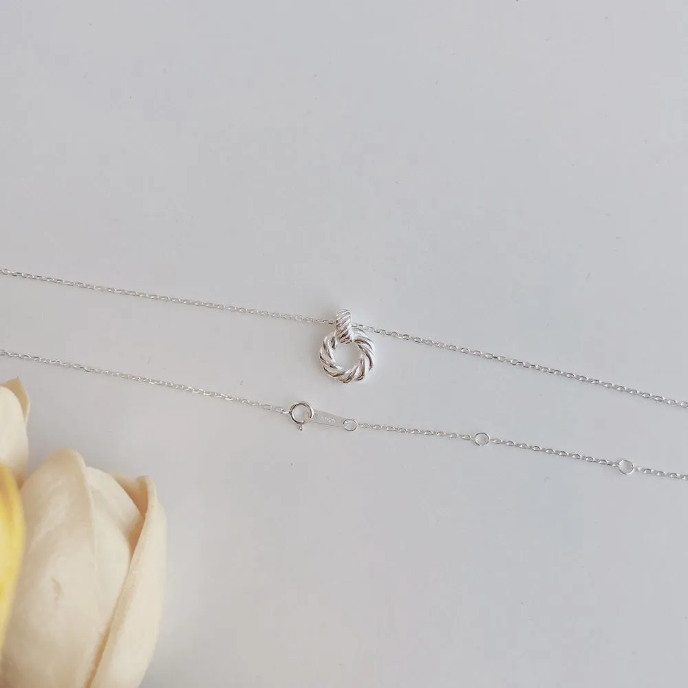 Twisted Rope Eternity Halo Pendant Necklace