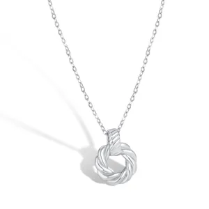 Twisted Rope Eternity Halo Pendant Necklace
