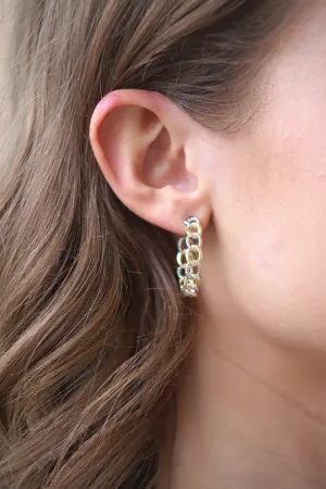 Two Tone Linked Chained Hoops