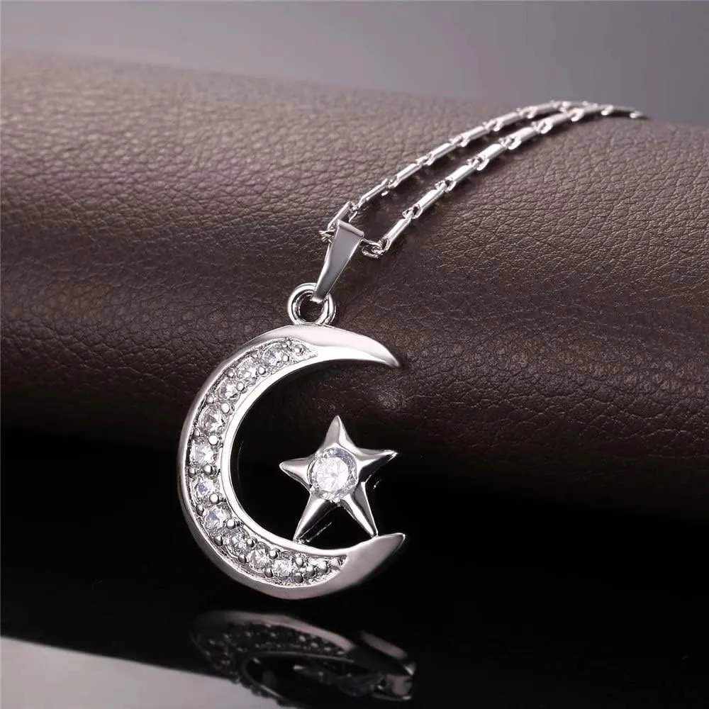 U7 Allah Necklace for Women/Men, 18K Gold Plated Square/Oval/Coin/Heart/Crescent Moon Islamic Pendant Necklace Muslim Jewelry with Chain