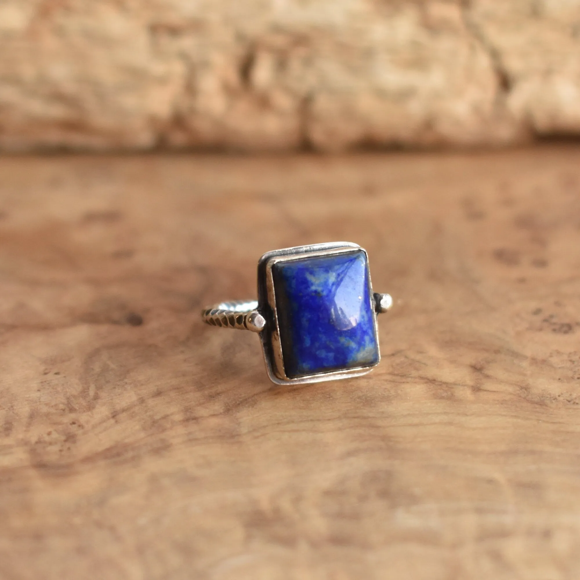 Unique Blue Lapis Ring - AA Lapis Lazuli Ring - Silversmith - .925 Sterling Silver