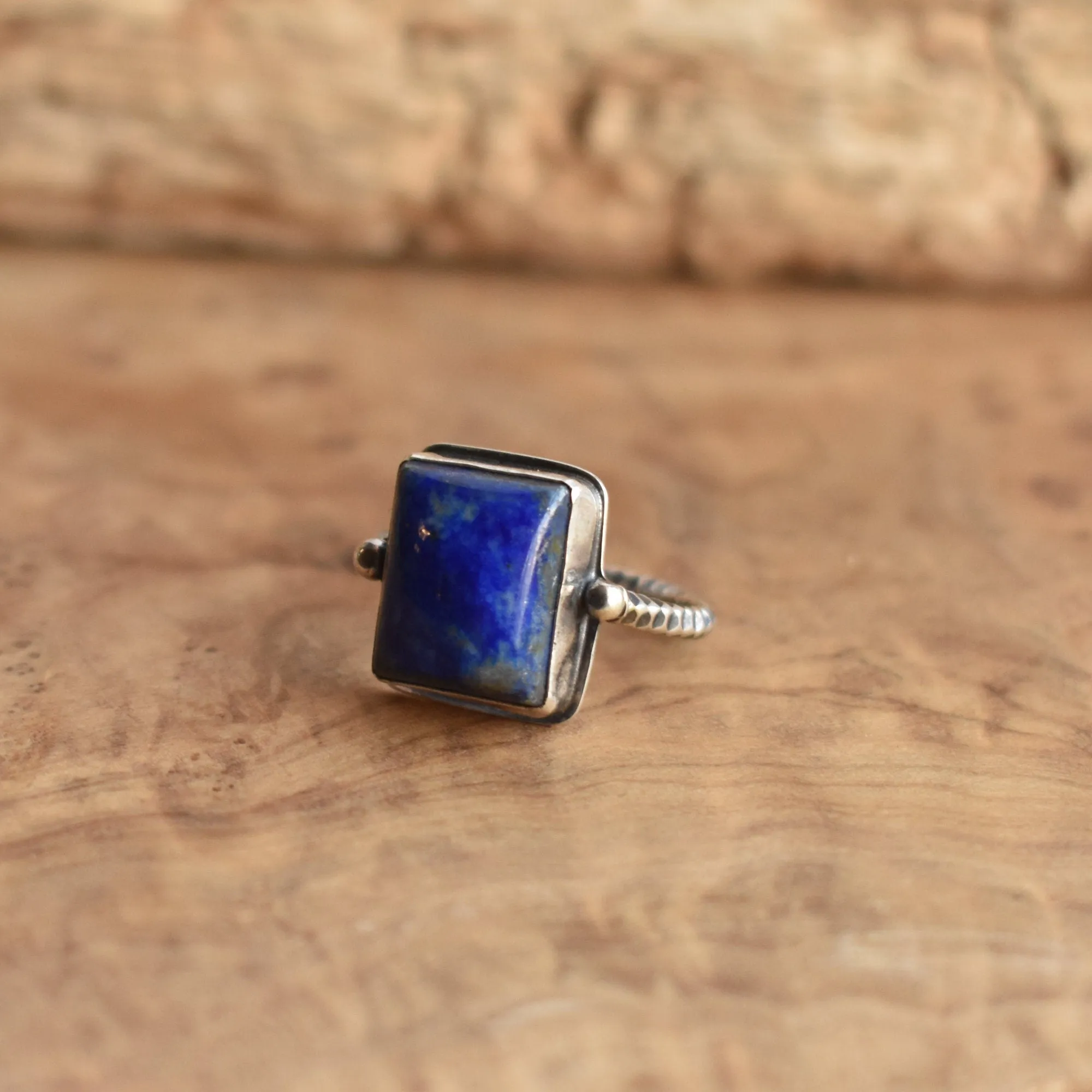 Unique Blue Lapis Ring - AA Lapis Lazuli Ring - Silversmith - .925 Sterling Silver