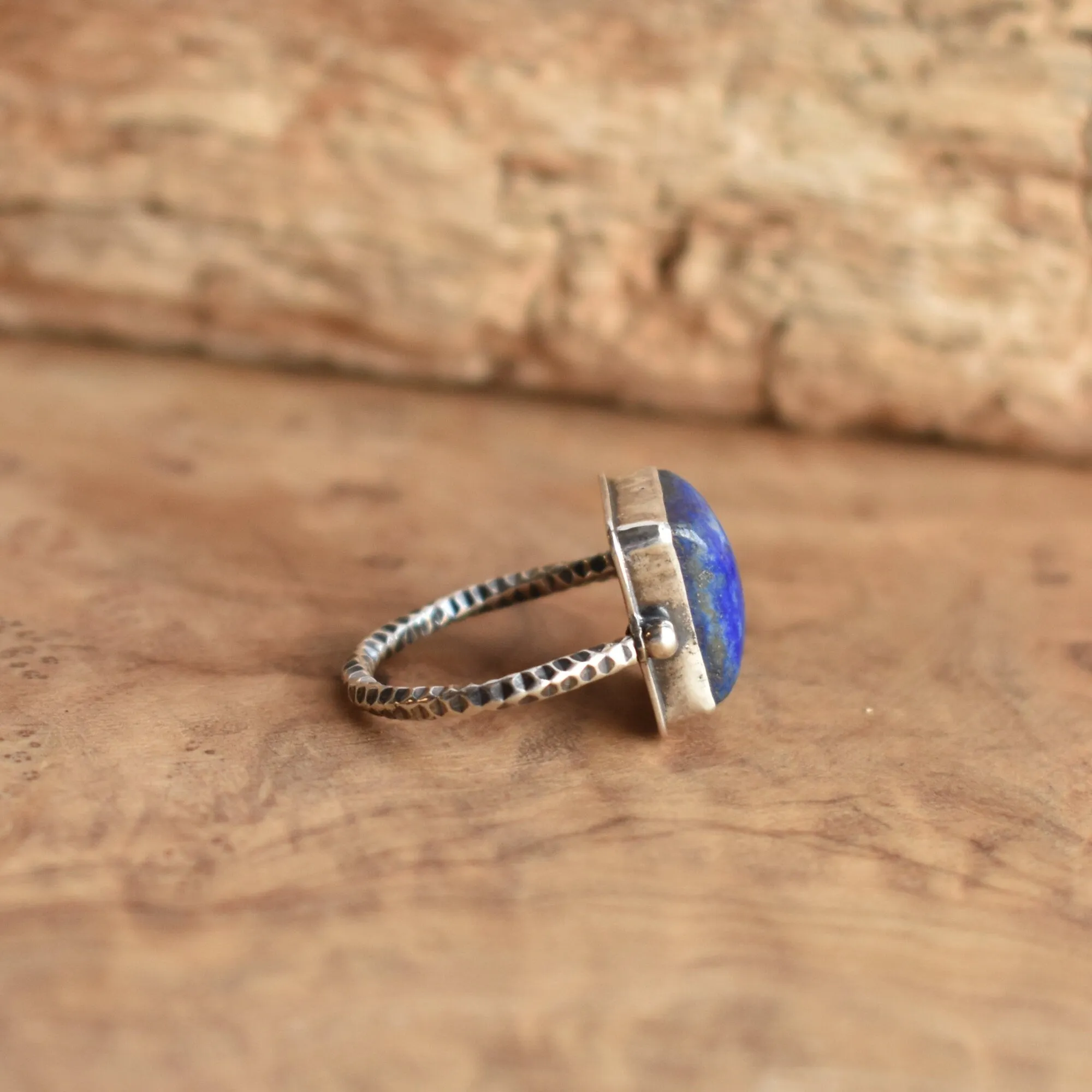 Unique Blue Lapis Ring - AA Lapis Lazuli Ring - Silversmith - .925 Sterling Silver