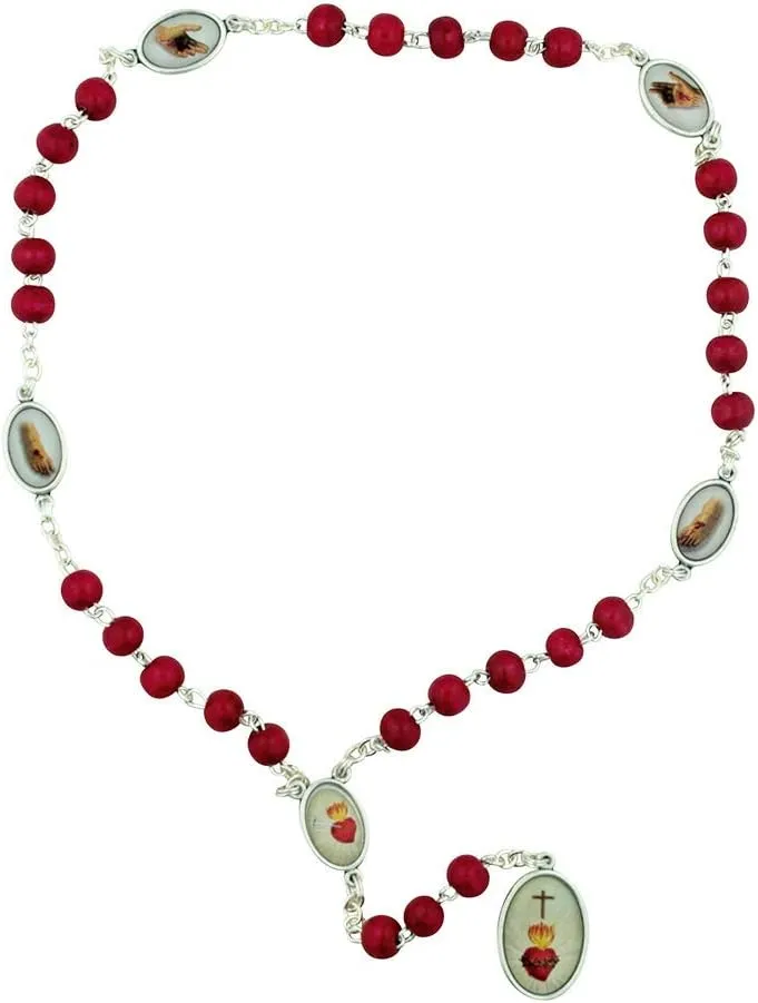 Venerare Chaplet of The 5 Wounds | Comes with Prayer Card | Beautiful Red Beads | Christian Devotional | Great Catholic Gift for First Holy Communion and Confirmation | Made in Italy