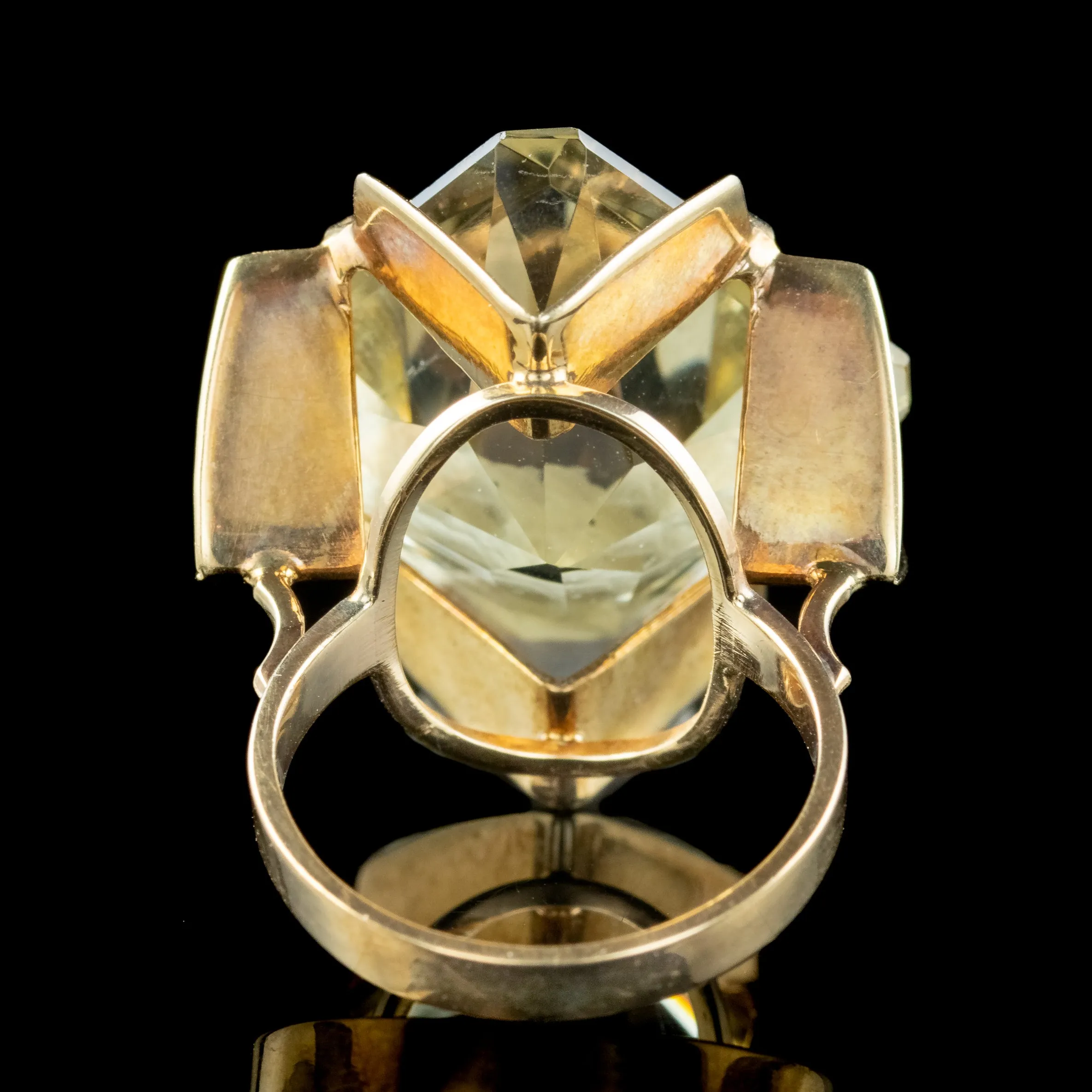 Vintage Citrine Cocktail Ring 20ct Citrine Dated 1972