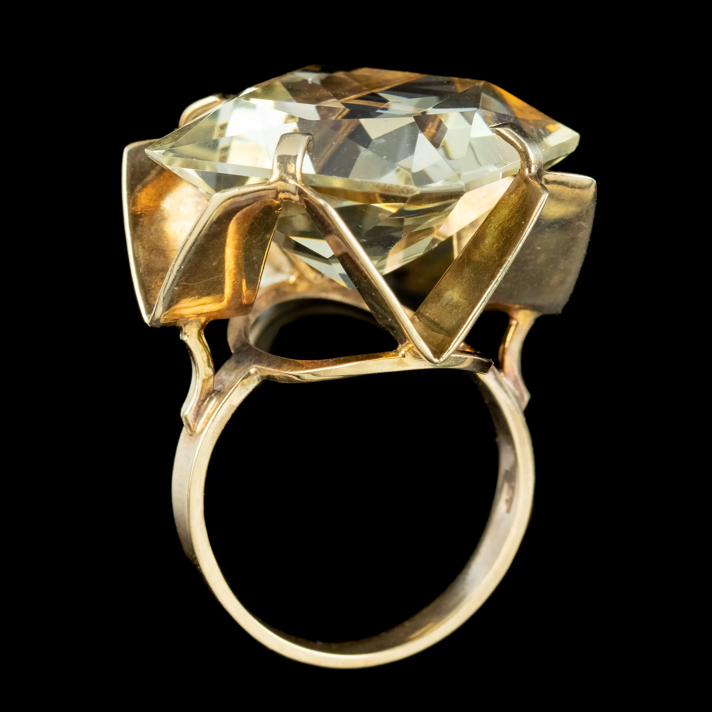 Vintage Citrine Cocktail Ring 20ct Citrine Dated 1972
