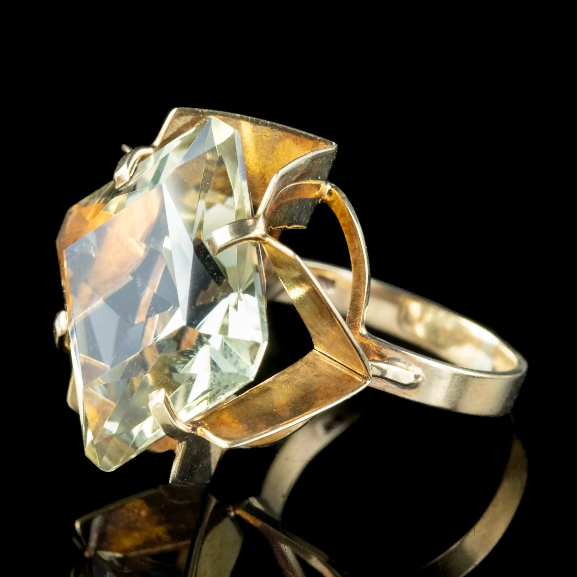 Vintage Citrine Cocktail Ring 20ct Citrine Dated 1972
