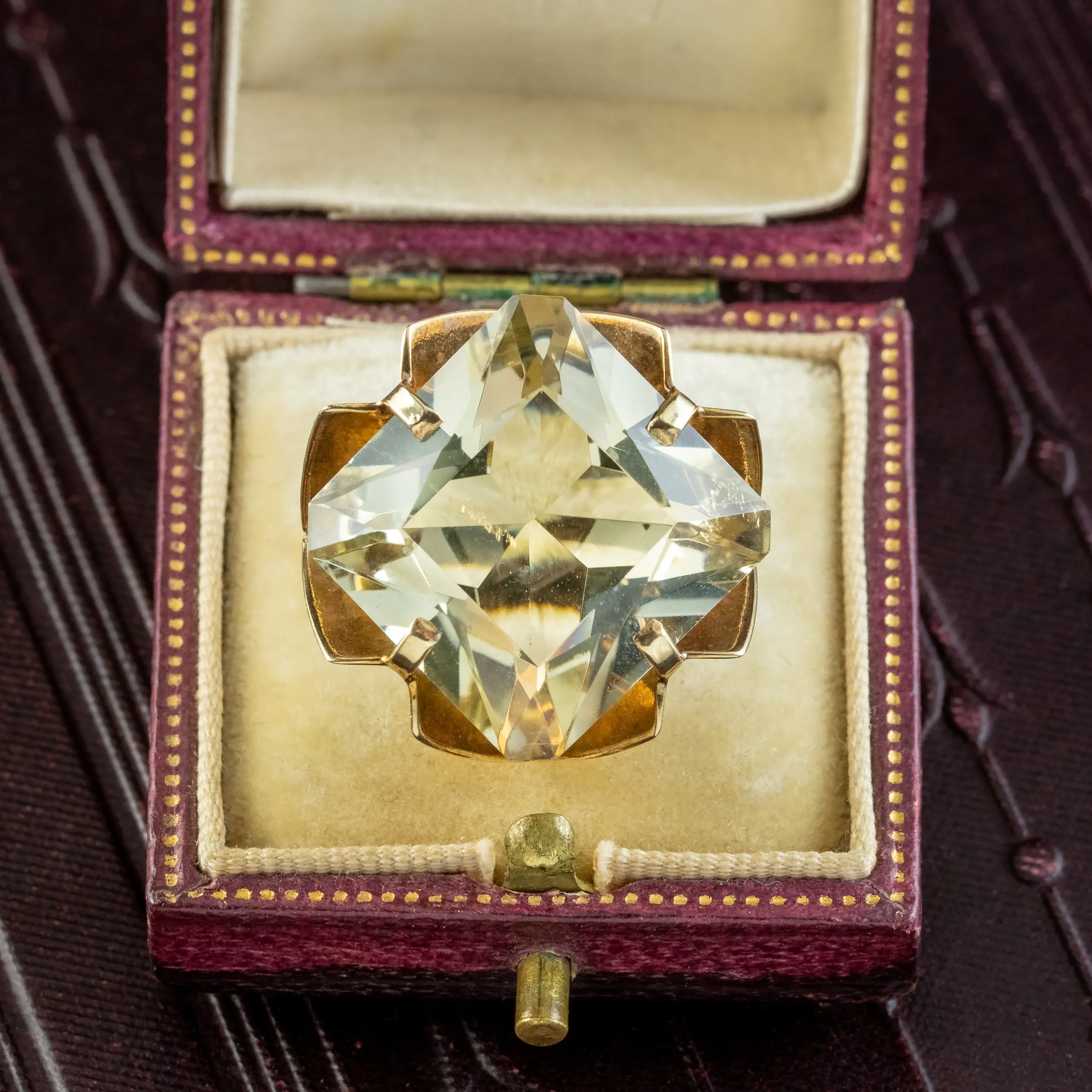 Vintage Citrine Cocktail Ring 20ct Citrine Dated 1972