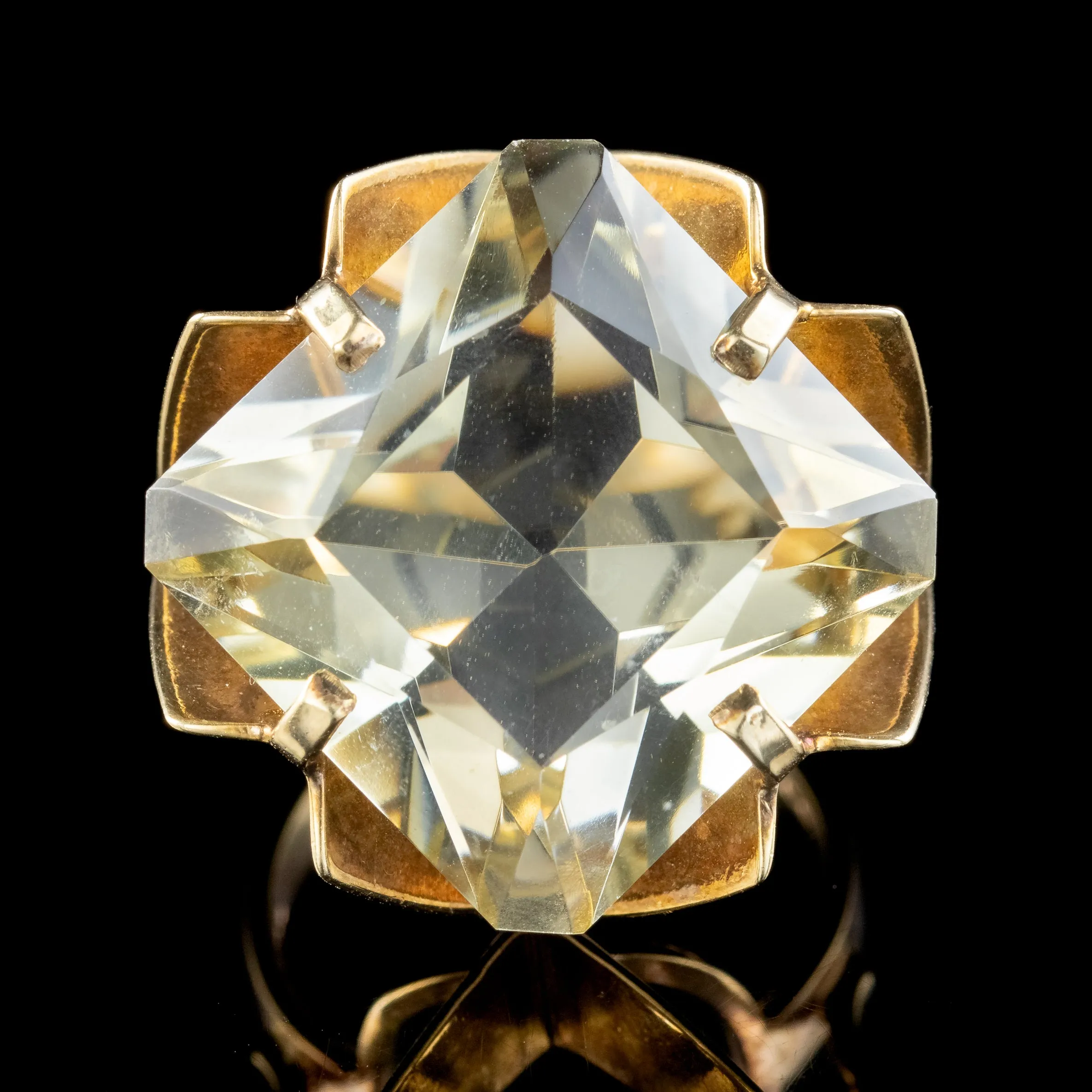 Vintage Citrine Cocktail Ring 20ct Citrine Dated 1972