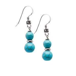 VN Jewelry Handmade Women's Natural Gemstone Double Beaded Sterling Silver Dangle Drop Earrings | Gift for Women, Girls (turquoise)