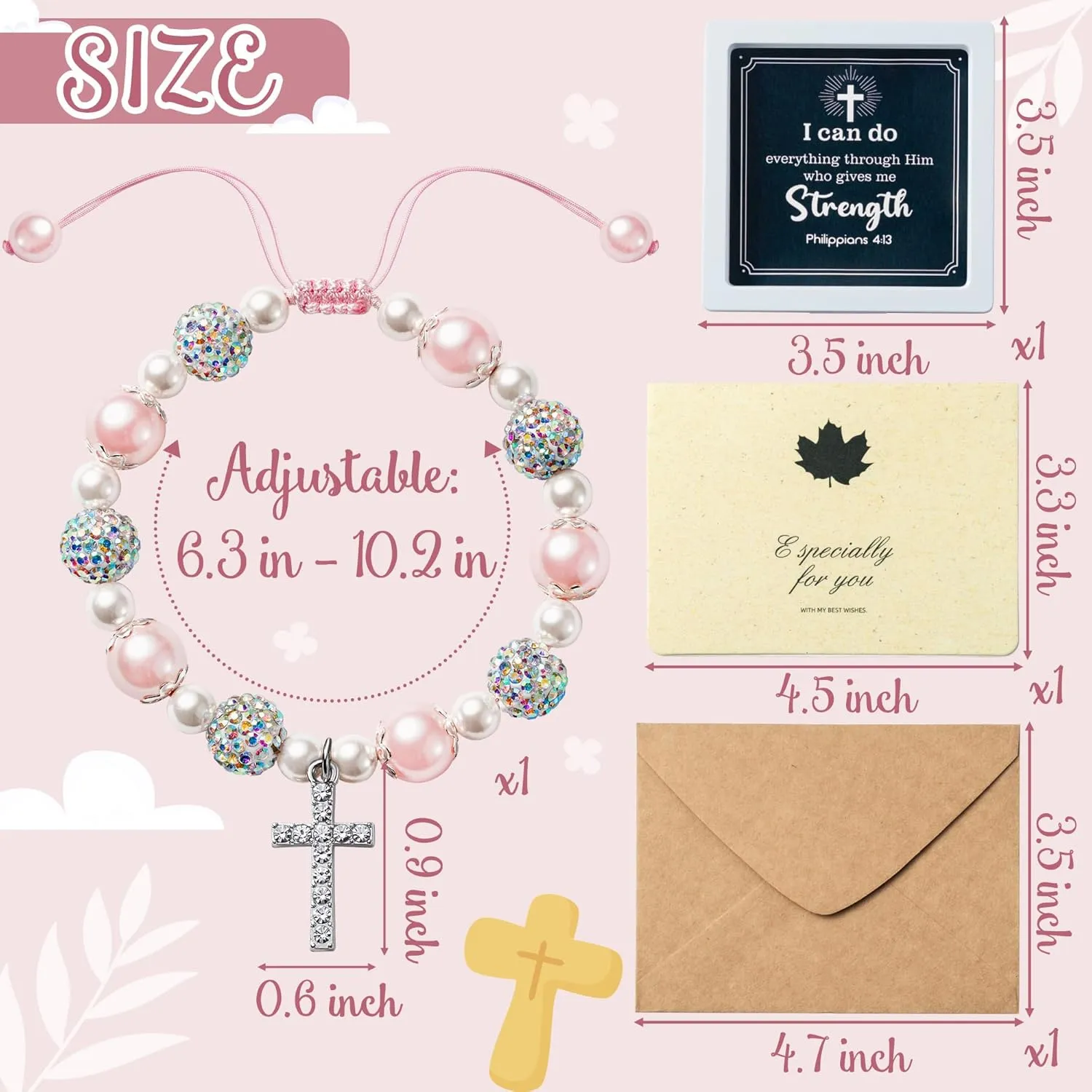 WATINC Bracelet Gifts for Girls, Adjustable Jewelry with Silver Charm Card Envelop