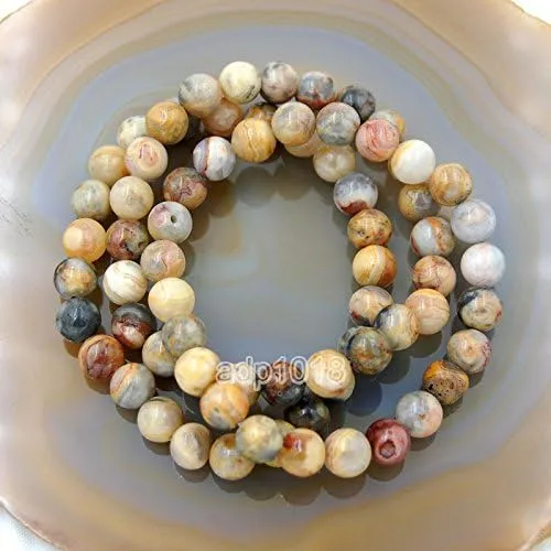 Wholesale Natural Gemstone Beads Stretch Bracelet Healing Reiki 4,6,8,10,12mm (10mm, Crazy Lace Agate)